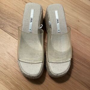 NWOT Zara platform slides/espadrilles